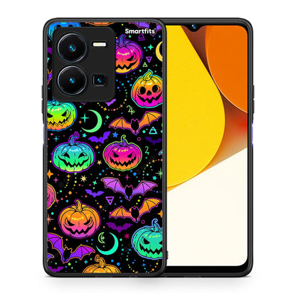 Θήκη Vivo Y35 Neon Halloween από τη Smartfits με σχέδιο στο πίσω μέρος και μαύρο περίβλημα | Vivo Y35 Neon Halloween Case with Colorful Back and Black Bezels