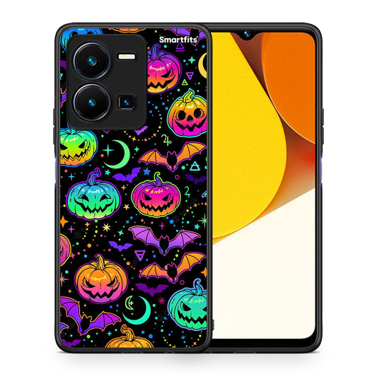 Θήκη Vivo Y35 Neon Halloween από τη Smartfits με σχέδιο στο πίσω μέρος και μαύρο περίβλημα | Vivo Y35 Neon Halloween Case with Colorful Back and Black Bezels