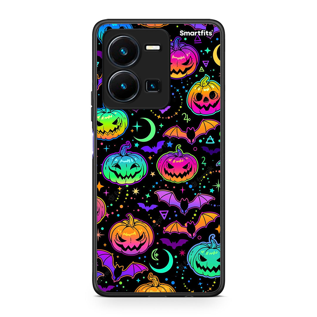 Θήκη Vivo Y35 Neon Halloween από τη Smartfits με σχέδιο στο πίσω μέρος και μαύρο περίβλημα | Vivo Y35 Neon Halloween Case with Colorful Back and Black Bezels