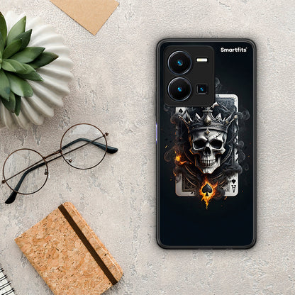 Θήκη Vivo Y35 Skull King Ace από τη Smartfits με σχέδιο στο πίσω μέρος και μαύρο περίβλημα | Vivo Y35 Skull King Ace Case with Colorful Back and Black Bezels