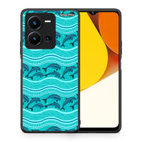 Thumbnail for Θήκη Vivo Y35 Swimming Dolphins από τη Smartfits με σχέδιο στο πίσω μέρος και μαύρο περίβλημα | Vivo Y35 Swimming Dolphins Case with Colorful Back and Black Bezels