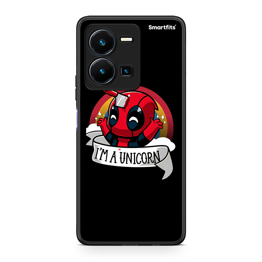 Θήκη Vivo Y35 Unicorn Deadpool από τη Smartfits με σχέδιο στο πίσω μέρος και μαύρο περίβλημα | Vivo Y35 Unicorn Deadpool Case with Colorful Back and Black Bezels