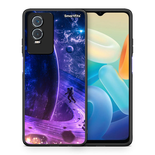 Θήκη Vivo Y76 5G / Y76s / Y74s Lost Astronaut από τη Smartfits με σχέδιο στο πίσω μέρος και μαύρο περίβλημα | Vivo Y76 5G / Y76s / Y74s Lost Astronaut case with colorful back and black bezels
