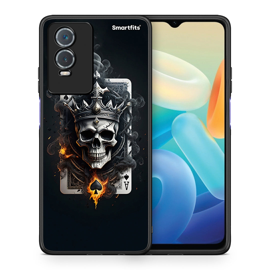 Θήκη Vivo Y76 5G / Y76s / Y74s Skull King Ace από τη Smartfits με σχέδιο στο πίσω μέρος και μαύρο περίβλημα | Vivo Y76 5G / Y76s / Y74s Skull King Ace case with colorful back and black bezels