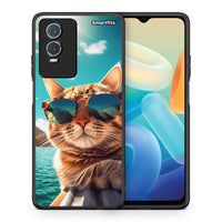 Thumbnail for Θήκη Vivo Y76 5G / Y76s / Y74s Summer Cat από τη Smartfits με σχέδιο στο πίσω μέρος και μαύρο περίβλημα | Vivo Y76 5G / Y76s / Y74s Summer Cat case with colorful back and black bezels