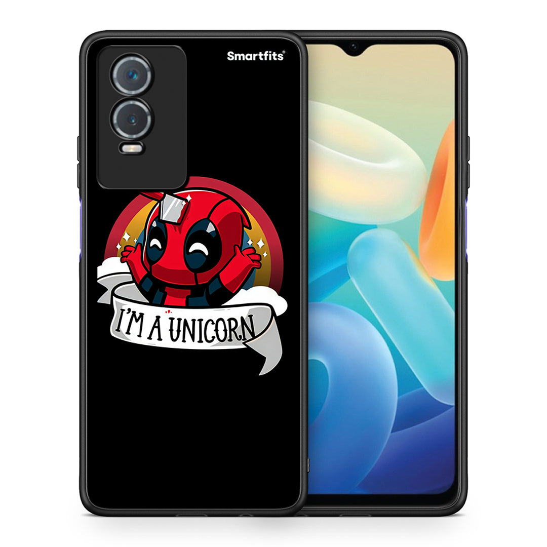 Θήκη Vivo Y76 5G / Y76s / Y74s Unicorn Deadpool από τη Smartfits με σχέδιο στο πίσω μέρος και μαύρο περίβλημα | Vivo Y76 5G / Y76s / Y74s Unicorn Deadpool case with colorful back and black bezels