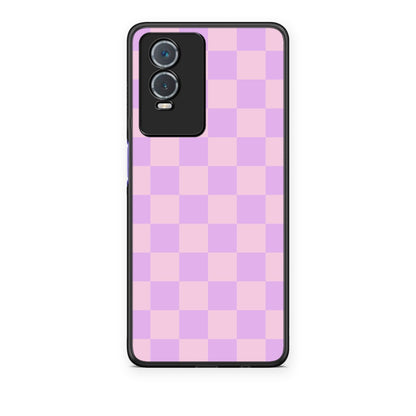 Θήκη Vivo Y76 5G / Y76s / Y74s Lavender and Pink Checkerboard από τη Smartfits με σχέδιο στο πίσω μέρος και μαύρο περίβλημα | Vivo Y76 5G / Y76s / Y74s Lavender and Pink Checkerboard case with colorful back and black bezels