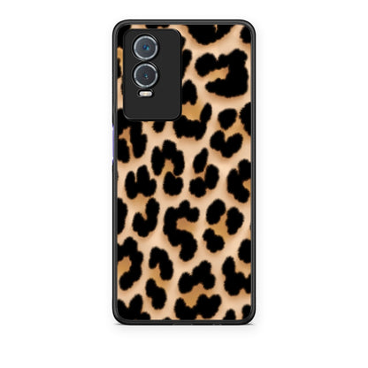 Θήκη Vivo Y76 5G / Y76s / Y74s Leopard Print Tan Large από τη Smartfits με σχέδιο στο πίσω μέρος και μαύρο περίβλημα | Vivo Y76 5G / Y76s / Y74s Leopard Print Tan Large case with colorful back and black bezels
