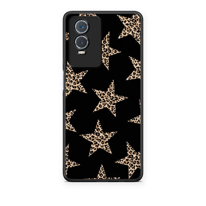 Θήκη Vivo Y76 5G / Y76s / Y74s Leopard Stars on Black από τη Smartfits με σχέδιο στο πίσω μέρος και μαύρο περίβλημα | Vivo Y76 5G / Y76s / Y74s Leopard Stars on Black case with colorful back and black bezels
