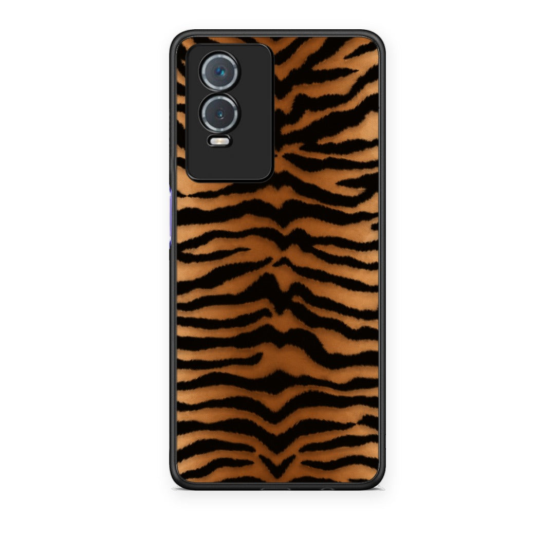 Θήκη Vivo Y76 5G / Y76s / Y74s Tiger Print Orange and Black από τη Smartfits με σχέδιο στο πίσω μέρος και μαύρο περίβλημα | Vivo Y76 5G / Y76s / Y74s Tiger Print Orange and Black case with colorful back and black bezels