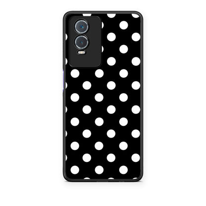 Θήκη Vivo Y76 5G / Y76s / Y74s White Polka Dots on Black από τη Smartfits με σχέδιο στο πίσω μέρος και μαύρο περίβλημα | Vivo Y76 5G / Y76s / Y74s White Polka Dots on Black case with colorful back and black bezels