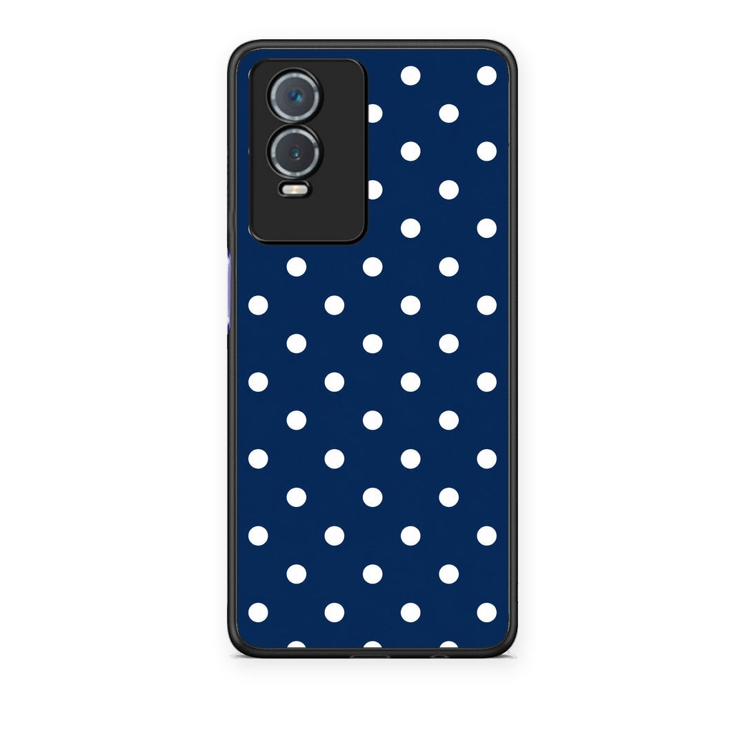 Θήκη Vivo Y76 5G / Y76s / Y74s White Small Polka Dots on Navy από τη Smartfits με σχέδιο στο πίσω μέρος και μαύρο περίβλημα | Vivo Y76 5G / Y76s / Y74s White Small Polka Dots on Navy case with colorful back and black bezels