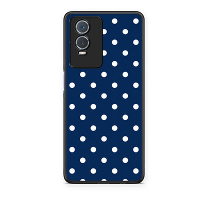 Θήκη Vivo Y76 5G / Y76s / Y74s White Small Polka Dots on Navy από τη Smartfits με σχέδιο στο πίσω μέρος και μαύρο περίβλημα | Vivo Y76 5G / Y76s / Y74s White Small Polka Dots on Navy case with colorful back and black bezels