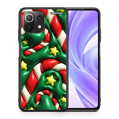 Θήκη Xiaomi 11 Lite/Mi 11 Lite Christmas Bubbles από τη Smartfits με σχέδιο στο πίσω μέρος και μαύρο περίβλημα | Xiaomi 11 Lite/Mi 11 Lite Christmas Bubbles case with colorful back and black bezels