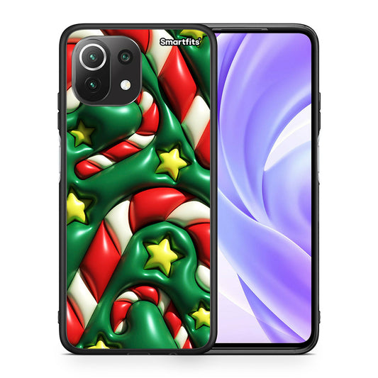 Θήκη Xiaomi 11 Lite/Mi 11 Lite Christmas Bubbles από τη Smartfits με σχέδιο στο πίσω μέρος και μαύρο περίβλημα | Xiaomi 11 Lite/Mi 11 Lite Christmas Bubbles case with colorful back and black bezels