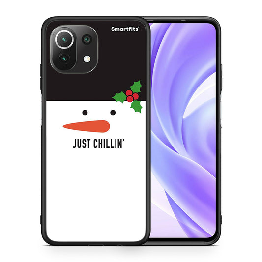 Θήκη Xiaomi 11 Lite/Mi 11 Lite Christmas Chillin από τη Smartfits με σχέδιο στο πίσω μέρος και μαύρο περίβλημα | Xiaomi 11 Lite/Mi 11 Lite Christmas Chillin case with colorful back and black bezels