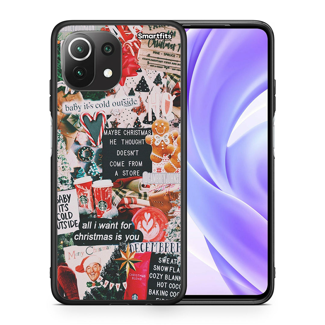 Θήκη Xiaomi 11 Lite/Mi 11 Lite Christmas Happiness από τη Smartfits με σχέδιο στο πίσω μέρος και μαύρο περίβλημα | Xiaomi 11 Lite/Mi 11 Lite Christmas Happiness case with colorful back and black bezels