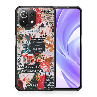 Θήκη Xiaomi 11 Lite/Mi 11 Lite Christmas Happiness από τη Smartfits με σχέδιο στο πίσω μέρος και μαύρο περίβλημα | Xiaomi 11 Lite/Mi 11 Lite Christmas Happiness case with colorful back and black bezels