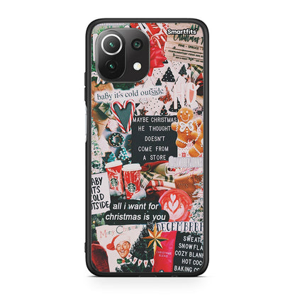 Xiaomi 11 Lite/Mi 11 Lite Christmas Happiness θήκη από τη Smartfits με σχέδιο στο πίσω μέρος και μαύρο περίβλημα | Smartphone case with colorful back and black bezels by Smartfits