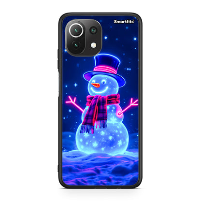 Xiaomi 11 Lite/Mi 11 Lite Christmas Neon Snowman θήκη από τη Smartfits με σχέδιο στο πίσω μέρος και μαύρο περίβλημα | Smartphone case with colorful back and black bezels by Smartfits