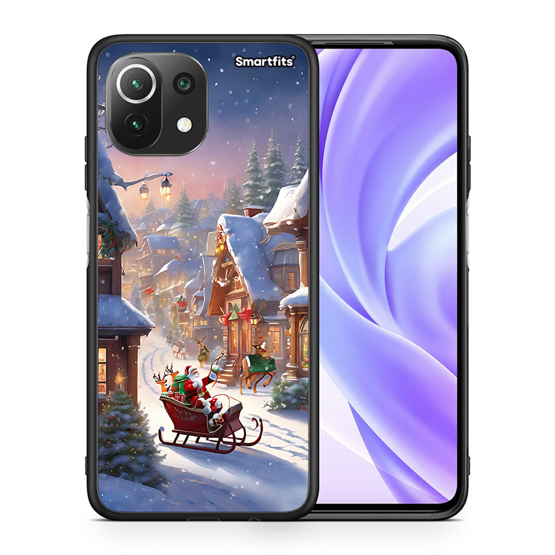 Θήκη Xiaomi 11 Lite/Mi 11 Lite Christmas Snow από τη Smartfits με σχέδιο στο πίσω μέρος και μαύρο περίβλημα | Xiaomi 11 Lite/Mi 11 Lite Christmas Snow case with colorful back and black bezels