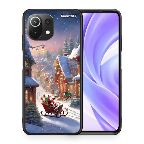 Θήκη Xiaomi 11 Lite/Mi 11 Lite Christmas Snow από τη Smartfits με σχέδιο στο πίσω μέρος και μαύρο περίβλημα | Xiaomi 11 Lite/Mi 11 Lite Christmas Snow case with colorful back and black bezels