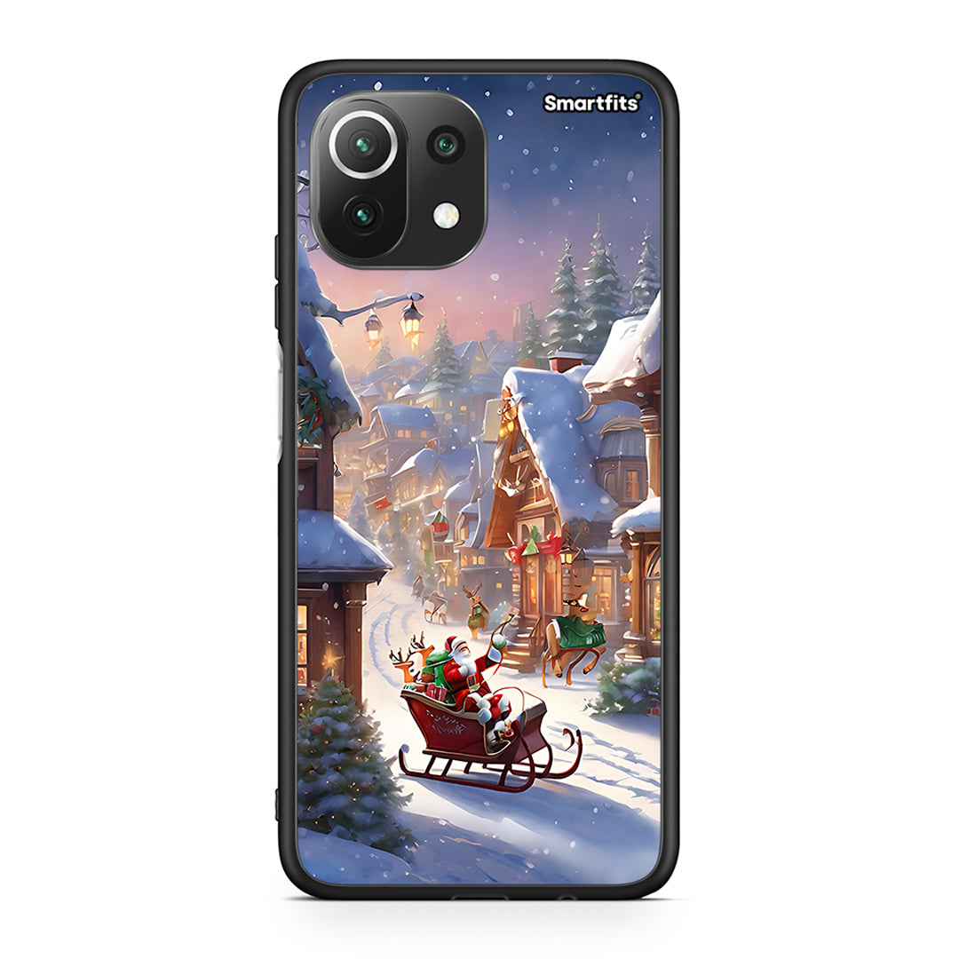 Xiaomi 11 Lite/Mi 11 Lite Christmas Snow θήκη από τη Smartfits με σχέδιο στο πίσω μέρος και μαύρο περίβλημα | Smartphone case with colorful back and black bezels by Smartfits