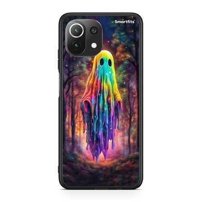 Xiaomi 11 Lite/Mi 11 Lite Halloween Ghost θήκη από τη Smartfits με σχέδιο στο πίσω μέρος και μαύρο περίβλημα | Smartphone case with colorful back and black bezels by Smartfits