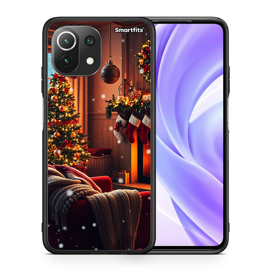 Θήκη Xiaomi 11 Lite/Mi 11 Lite Home For Christmas από τη Smartfits με σχέδιο στο πίσω μέρος και μαύρο περίβλημα | Xiaomi 11 Lite/Mi 11 Lite Home For Christmas case with colorful back and black bezels