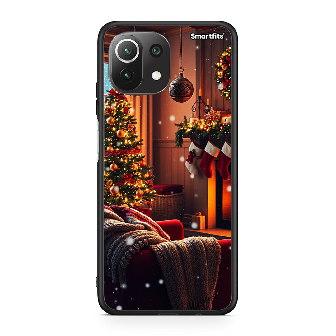 Xiaomi 11 Lite/Mi 11 Lite Home For Christmas θήκη από τη Smartfits με σχέδιο στο πίσω μέρος και μαύρο περίβλημα | Smartphone case with colorful back and black bezels by Smartfits