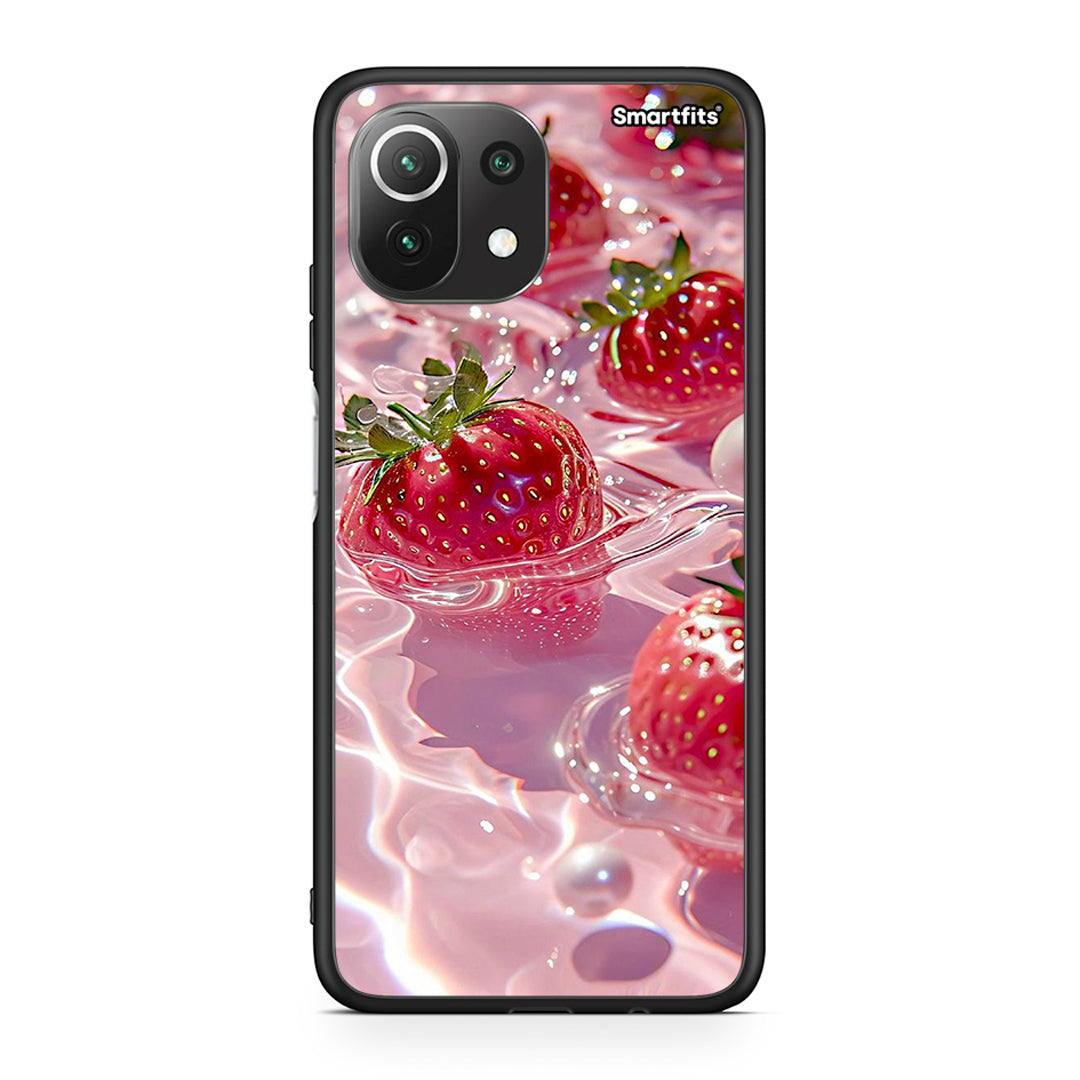 Xiaomi 11 Lite/Mi 11 Lite Juicy Strawberries θήκη από τη Smartfits με σχέδιο στο πίσω μέρος και μαύρο περίβλημα | Smartphone case with colorful back and black bezels by Smartfits