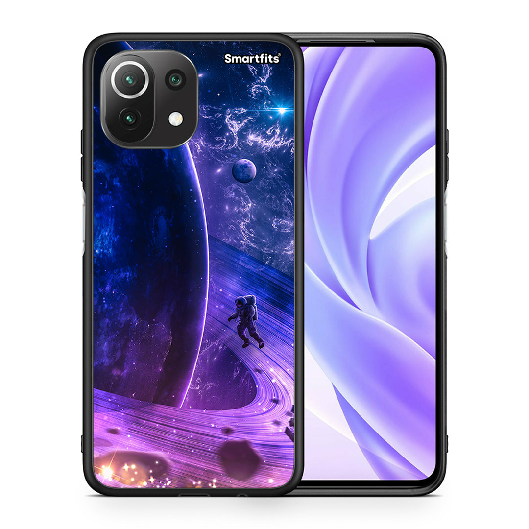 Θήκη Xiaomi 11 Lite/Mi 11 Lite Lost Astronaut από τη Smartfits με σχέδιο στο πίσω μέρος και μαύρο περίβλημα | Xiaomi 11 Lite/Mi 11 Lite Lost Astronaut case with colorful back and black bezels