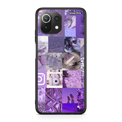 Xiaomi 11 Lite/Mi 11 Lite Purple Aesthetic Collage θήκη από τη Smartfits με σχέδιο στο πίσω μέρος και μαύρο περίβλημα | Smartphone case with colorful back and black bezels by Smartfits