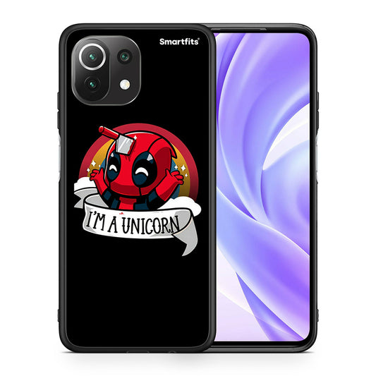 Θήκη Xiaomi 11 Lite/Mi 11 Lite Unicorn Deadpool από τη Smartfits με σχέδιο στο πίσω μέρος και μαύρο περίβλημα | Xiaomi 11 Lite/Mi 11 Lite Unicorn Deadpool case with colorful back and black bezels
