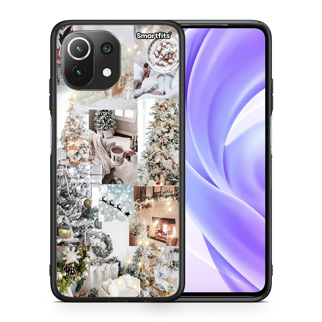 Θήκη Xiaomi 11 Lite/Mi 11 Lite White Christmas από τη Smartfits με σχέδιο στο πίσω μέρος και μαύρο περίβλημα | Xiaomi 11 Lite/Mi 11 Lite White Christmas case with colorful back and black bezels