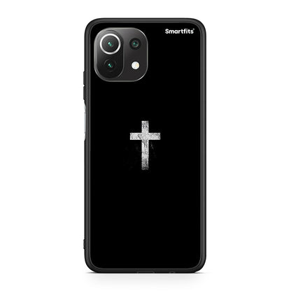Xiaomi 11 Lite/Mi 11 Lite White Cross θήκη από τη Smartfits με σχέδιο στο πίσω μέρος και μαύρο περίβλημα | Smartphone case with colorful back and black bezels by Smartfits