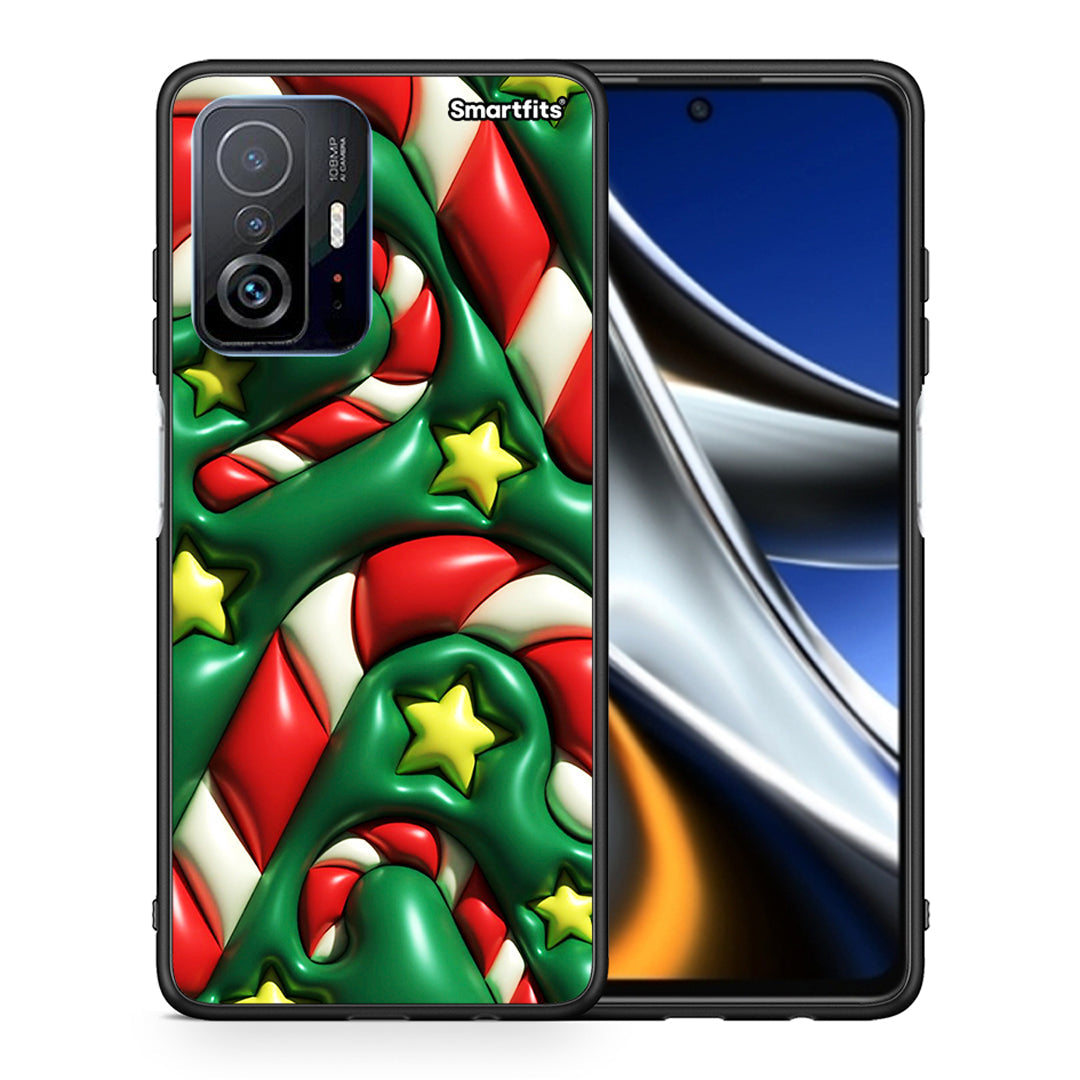 Θήκη Xiaomi 11T/11T Pro Christmas Bubbles από τη Smartfits με σχέδιο στο πίσω μέρος και μαύρο περίβλημα | Xiaomi 11T/11T Pro Christmas Bubbles case with colorful back and black bezels