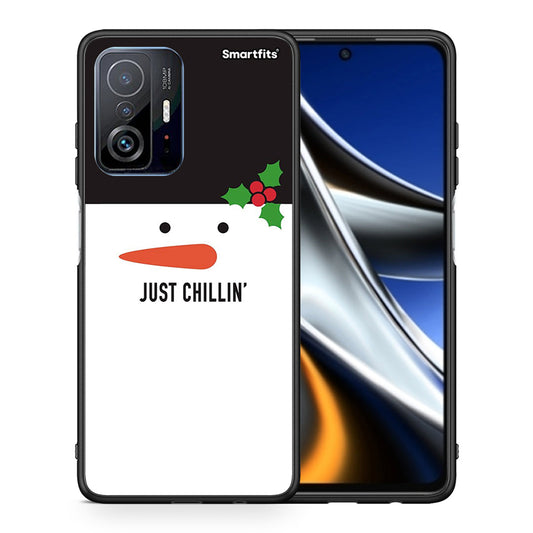 Θήκη Xiaomi 11T/11T Pro Christmas Chillin από τη Smartfits με σχέδιο στο πίσω μέρος και μαύρο περίβλημα | Xiaomi 11T/11T Pro Christmas Chillin case with colorful back and black bezels