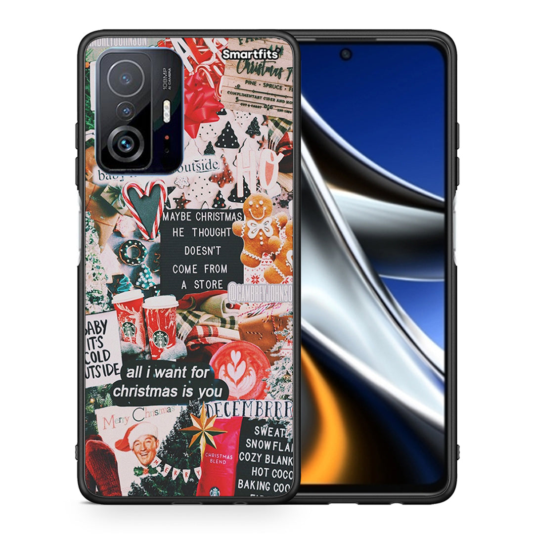 Θήκη Xiaomi 11T/11T Pro Christmas Happiness από τη Smartfits με σχέδιο στο πίσω μέρος και μαύρο περίβλημα | Xiaomi 11T/11T Pro Christmas Happiness case with colorful back and black bezels