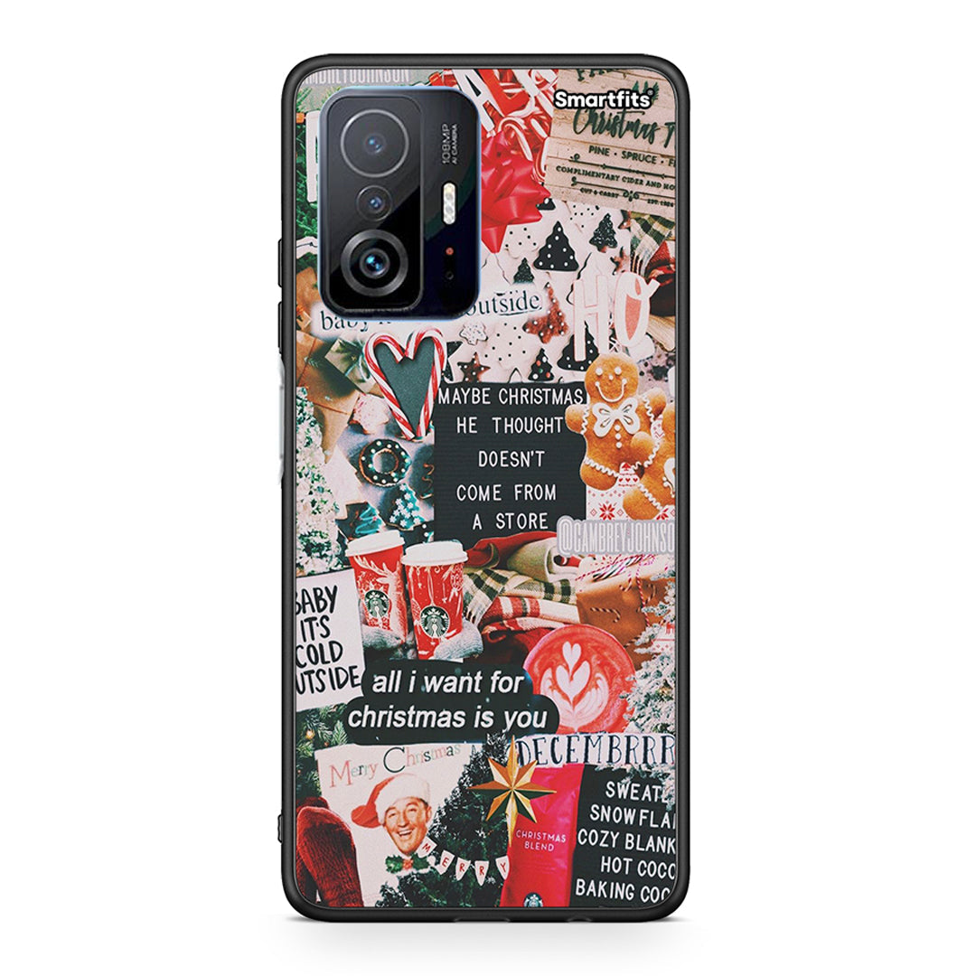 Xiaomi 11T/11T Pro Christmas Happiness θήκη από τη Smartfits με σχέδιο στο πίσω μέρος και μαύρο περίβλημα | Smartphone case with colorful back and black bezels by Smartfits