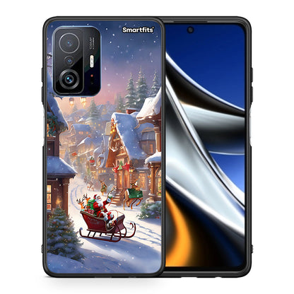 Θήκη Xiaomi 11T/11T Pro Christmas Snow από τη Smartfits με σχέδιο στο πίσω μέρος και μαύρο περίβλημα | Xiaomi 11T/11T Pro Christmas Snow case with colorful back and black bezels