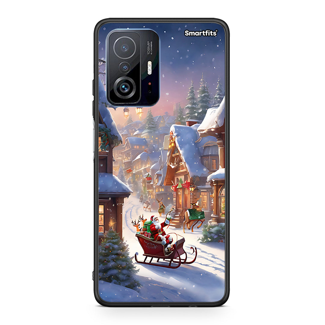 Xiaomi 11T/11T Pro Christmas Snow θήκη από τη Smartfits με σχέδιο στο πίσω μέρος και μαύρο περίβλημα | Smartphone case with colorful back and black bezels by Smartfits