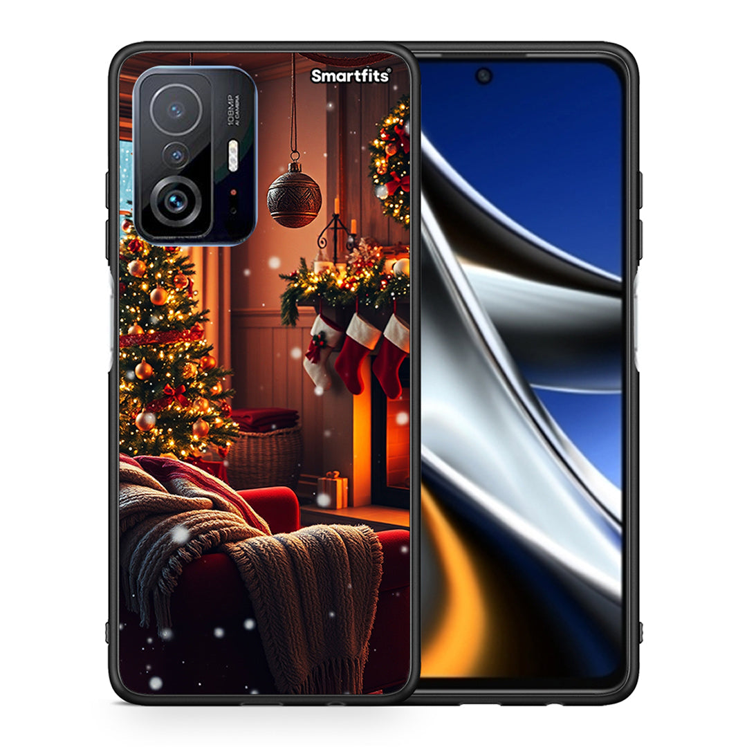 Θήκη Xiaomi 11T/11T Pro Home For Christmas από τη Smartfits με σχέδιο στο πίσω μέρος και μαύρο περίβλημα | Xiaomi 11T/11T Pro Home For Christmas case with colorful back and black bezels
