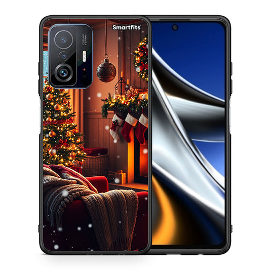 Θήκη Xiaomi 11T/11T Pro Home For Christmas από τη Smartfits με σχέδιο στο πίσω μέρος και μαύρο περίβλημα | Xiaomi 11T/11T Pro Home For Christmas case with colorful back and black bezels