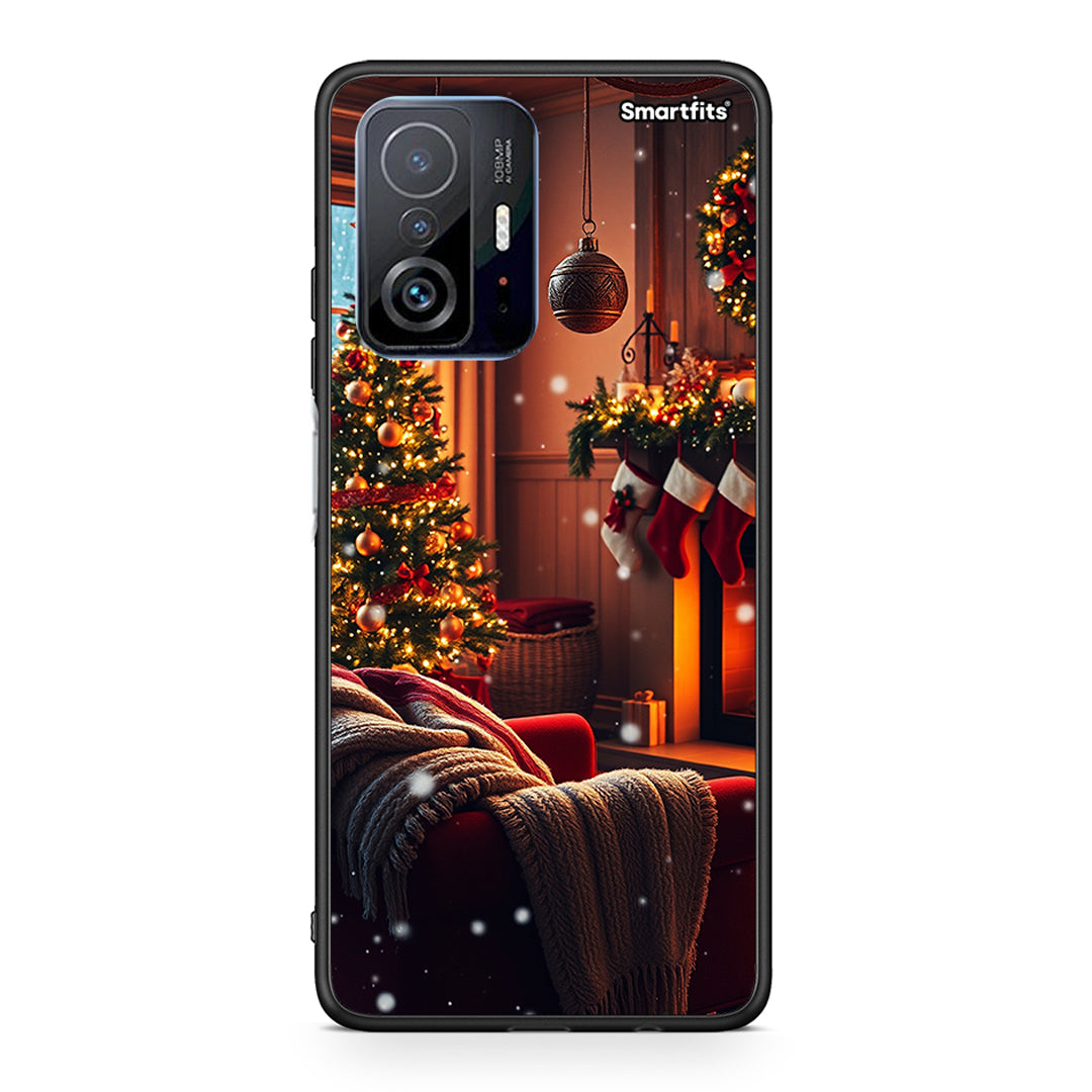 Xiaomi 11T/11T Pro Home For Christmas θήκη από τη Smartfits με σχέδιο στο πίσω μέρος και μαύρο περίβλημα | Smartphone case with colorful back and black bezels by Smartfits