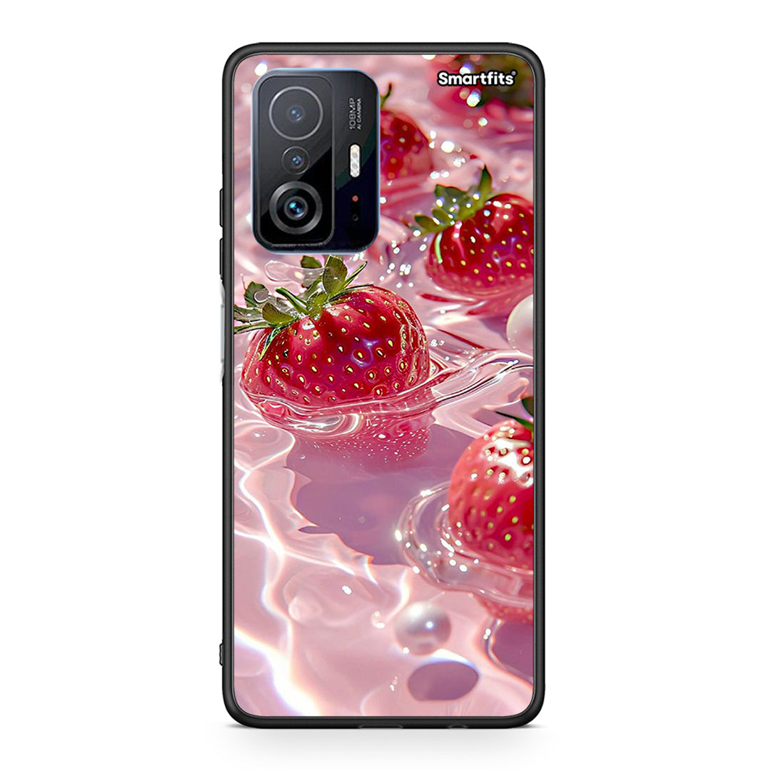 Xiaomi 11T/11T Pro Juicy Strawberries θήκη από τη Smartfits με σχέδιο στο πίσω μέρος και μαύρο περίβλημα | Smartphone case with colorful back and black bezels by Smartfits