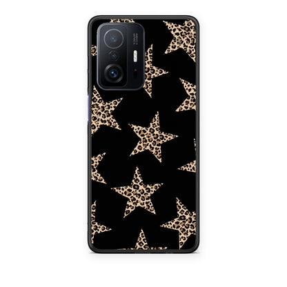 Θήκη Xiaomi 11T / 11T Pro Leopard Stars on Black από τη Smartfits με σχέδιο στο πίσω μέρος και μαύρο περίβλημα | Xiaomi 11T / 11T Pro Leopard Stars on Black case with colorful back and black bezels