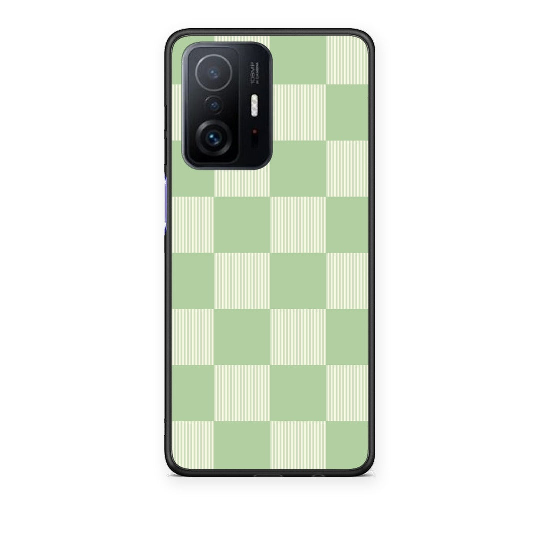Θήκη Xiaomi 11T / 11T Pro Sage and Cream Striped Checks από τη Smartfits με σχέδιο στο πίσω μέρος και μαύρο περίβλημα | Xiaomi 11T / 11T Pro Sage and Cream Striped Checks case with colorful back and black bezels
