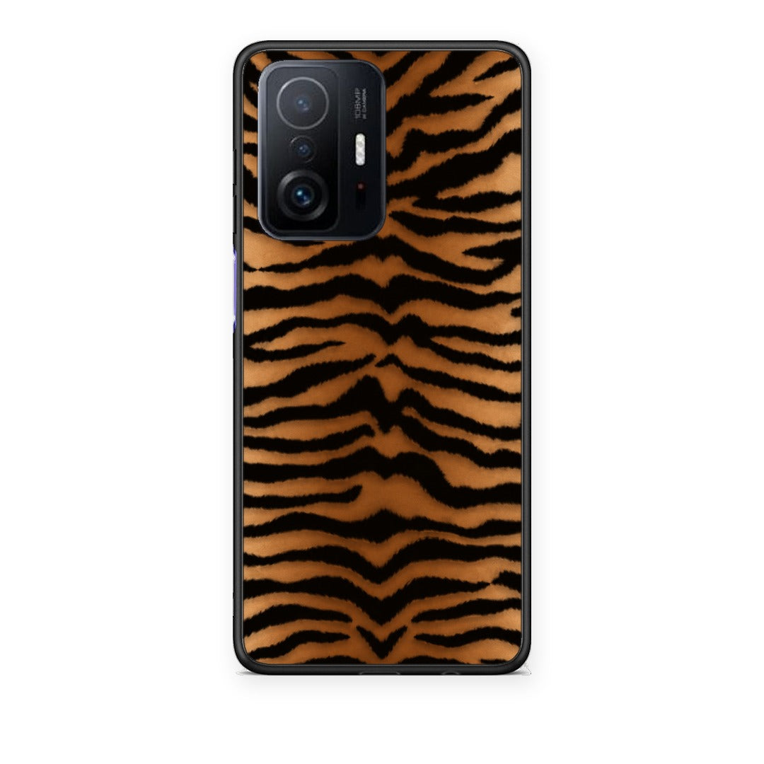 Θήκη Xiaomi 11T / 11T Pro Tiger Print Orange and Black από τη Smartfits με σχέδιο στο πίσω μέρος και μαύρο περίβλημα | Xiaomi 11T / 11T Pro Tiger Print Orange and Black case with colorful back and black bezels