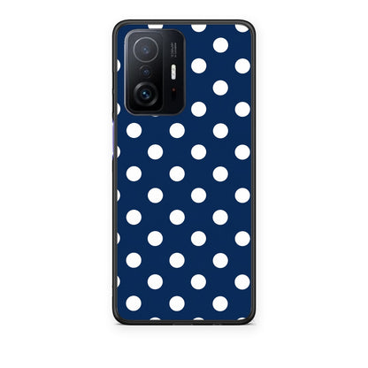 Θήκη Xiaomi 11T / 11T Pro White Large Polka Dots on Navy από τη Smartfits με σχέδιο στο πίσω μέρος και μαύρο περίβλημα | Xiaomi 11T / 11T Pro White Large Polka Dots on Navy case with colorful back and black bezels
